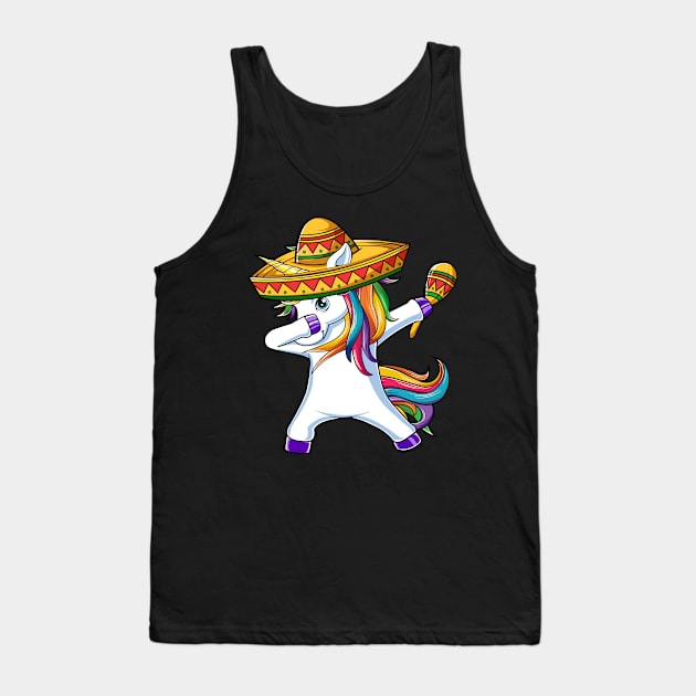 Dabbing Unicorn Rainbow Dab Dance Sombrero Tank Top by HCMGift